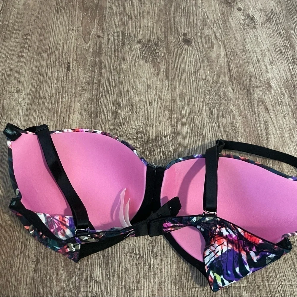Victoria's Secret Pink Colorful Foliage Printed Bra Size 32DD